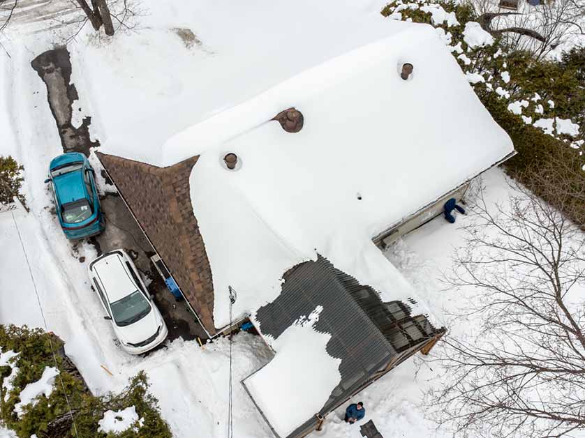 snow on home