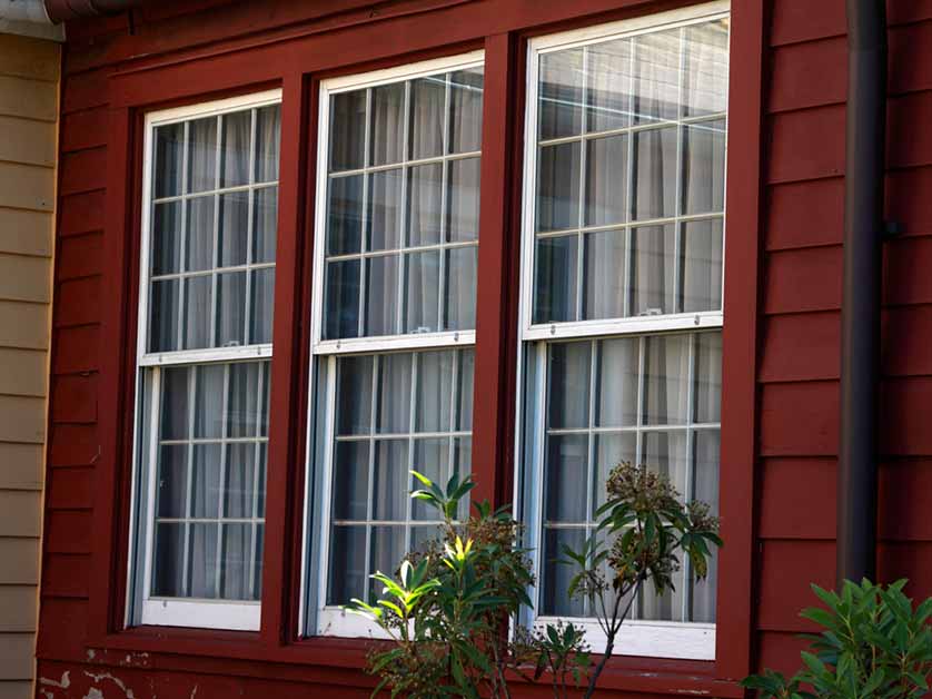 red siding and window